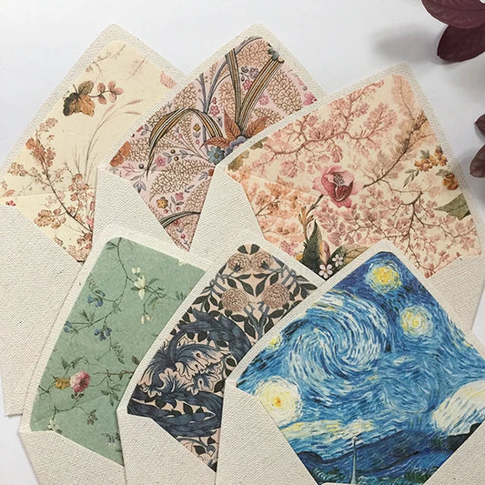 Vintage Burlap-Texture Envelopes with Colorful Lining – 5 pc
