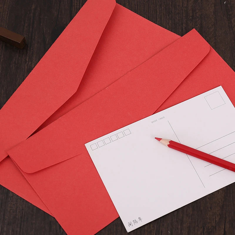 Simple Red Vintage Envelopes – 10 pcs