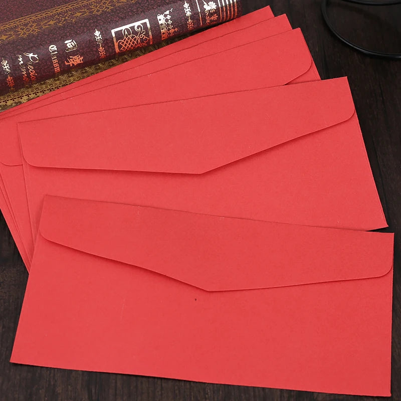 Simple Red Vintage Envelopes – 10 pcs