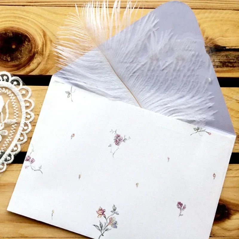 Retro Rose Floral Envelopes – 10 pcs